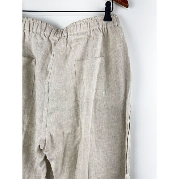 Iximo Women Casual Pants Size Large Cream Lagenlook Pockets 100%Linen Beach - Picture 5 of 5